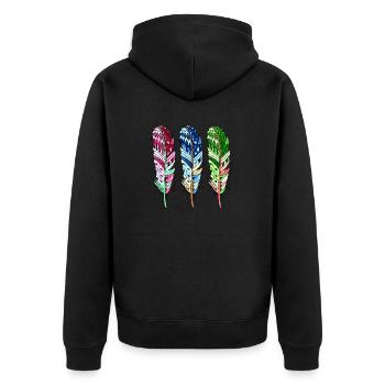 Feder - Unisex Premium Bio Zip Hoodie - Schwarz - Hinten - Nico (187cm)