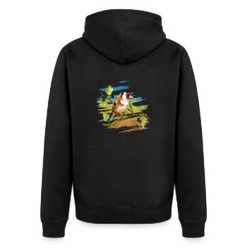 Bunter Vogel - Unisex Premium Bio Zip Hoodie - Schwarz - Hinten - Nico (187cm)