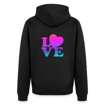 Liebe mich Valentinstag Alles Gute zum Valentinstag Valentinstag - Unisex Premium Bio Zip Hoodie - Schwarz - Hinten - Nico (187cm)