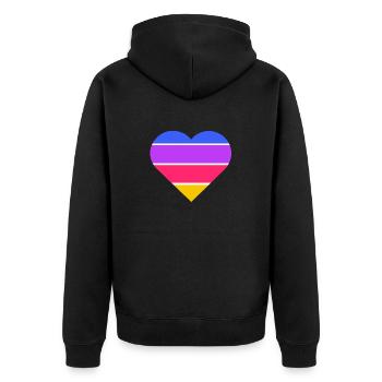 Hör auf mein Herz - Unisex Premium Bio Zip Hoodie - Schwarz - Hinten - Nico (187cm)