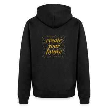 create your future - Unisex Premium Bio Zip Hoodie - Schwarz - Hinten - Nico (187cm)
