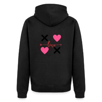 T-shirt Saint Valentin pour Homme ou Femme - Veste à capuche bio Premium Unisexe - noir - Dos - Nico (187cm)