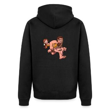 Höhlenmensch entführt Höhlenfrau - Unisex Premium Bio Zip Hoodie - Schwarz - Hinten - Nico (187cm)