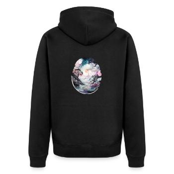 Verlorenes Land jenseitiger Träume - Unisex Premium Bio Zip Hoodie - Schwarz - Hinten - Nico (187cm)