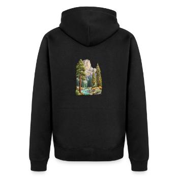 Wunder schöne Berglandschaft - Unisex Premium Bio Zip Hoodie - Schwarz - Hinten - Nico (187cm)