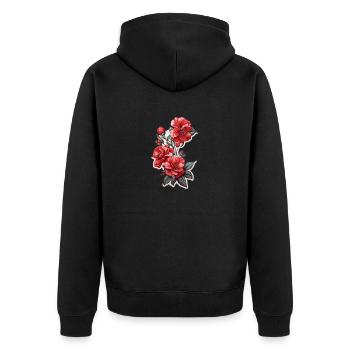 Schöne Rote Blume - Unisex Premium Bio Zip Hoodie - Schwarz - Hinten - Nico (187cm)
