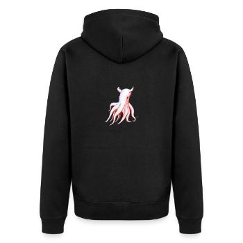Realistische Darstellung eines DUMBO OCTOPUS - Unisex Premium Bio Zip Hoodie - Schwarz - Hinten - Nico (187cm)