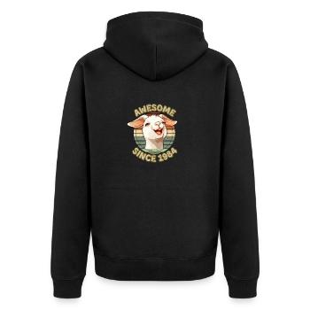 awesome Since 1984 - Humor Geburtstagsgeschenk 1984 - Unisex Premium Bio Zip Hoodie - Schwarz - Hinten - Nico (187cm)
