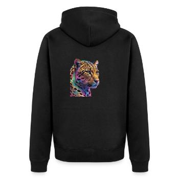 Leopard - Unisex Premium Organic Zip Hoodie - black - Back - Nico (187cm)
