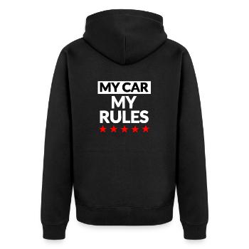 Auto - Unisex Premium Bio Zip Hoodie - Schwarz - Hinten - Nico (187cm)