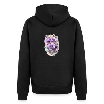 Blaue Wildblume - Unisex Premium Bio Zip Hoodie - Schwarz - Hinten - Nico (187cm)