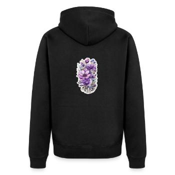 Fleur sauvage bleue - Veste à capuche bio Premium Unisexe - noir - Dos - Nico (187cm)