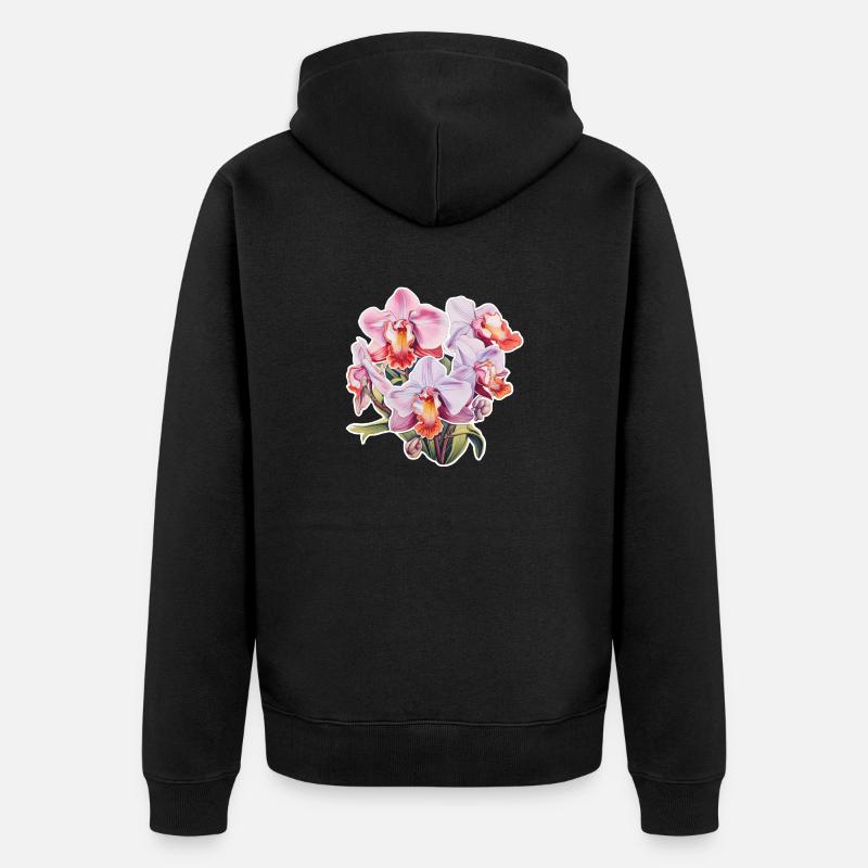 Orchidée - Veste à capuche bio Premium Unisexe - noir