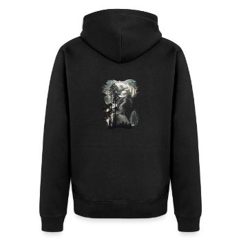 Silhouette d’une reine nordique pleine de forêt - Veste à capuche bio Premium Unisexe - noir - Dos - Nico (187cm)
