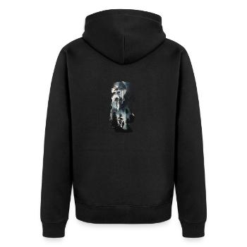 Silhouette d’une reine nordique pleine de forêt - Veste à capuche bio Premium Unisexe - noir - Dos - Nico (187cm)