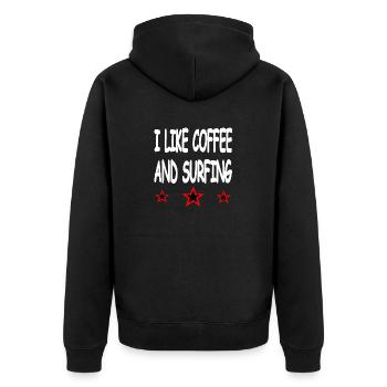 Coffee - Unisex Premium Organic Zip Hoodie - black - Back - Nico (187cm)