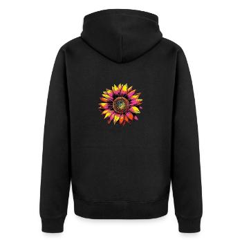 Sunflower Pop Art - Unisex Premium Organic Zip Hoodie - black - Back - Nico (187cm)