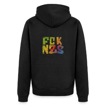 FCK NZS - Unisex Premium Organic Zip Hoodie - black - Back - Nico (187cm)