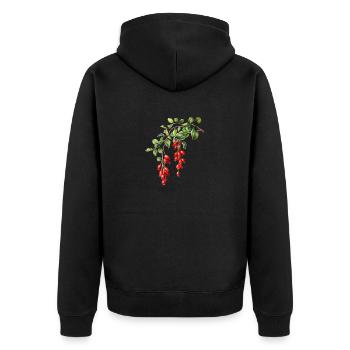 Mistelzweig-Magie - Unisex Premium Bio Zip Hoodie - Schwarz - Hinten - Nico (187cm)