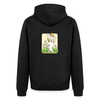 Cute bunny carrying a flower - Unisex Premium Organic Zip Hoodie - black - Back - Nico (187cm)