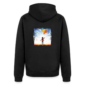 Drachen steigen lassen macht Spaß - Unisex Premium Bio Zip Hoodie - Schwarz - Hinten - Nico (187cm)