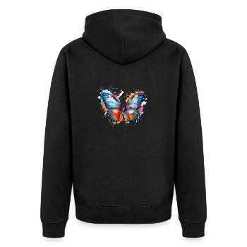 Rainbow Butterfly - Unisex Premium Organic Zip Hoodie - black - Back - Nico (187cm)