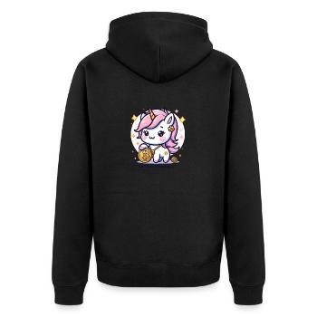 Adorable Crypto Unicorn Cute Bitcoiner - Unisex Premium Bio Zip Hoodie - Schwarz - Hinten - Nico (187cm)