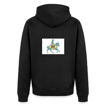Delaware Staatsflagge Cowboy - Unisex Premium Bio Zip Hoodie - Schwarz - Hinten - Nico (187cm)