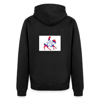 Arkansas State Flag Cowboy - Unisex Premium Organic Zip Hoodie - black - Back - Nico (187cm)