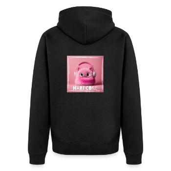 har d core - Unisex Premium Bio Zip Hoodie - Schwarz - Hinten - Nico (187cm)