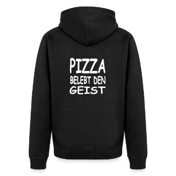Pizza - Unisex Premium Bio Zip Hoodie - Schwarz - Hinten - Nico (187cm)