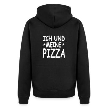 Pizza - Unisex Premium Bio Zip Hoodie - Schwarz - Hinten - Nico (187cm)