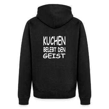 Kuchen - Unisex Premium Bio Zip Hoodie - Schwarz - Hinten - Nico (187cm)