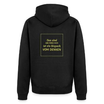 witzige sprüche - Unisex Premium Bio Zip Hoodie - Schwarz - Hinten - Nico (187cm)