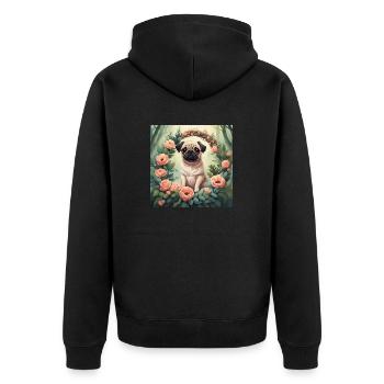 Mignon Kawaii bébé Carlin Floral - Veste à capuche bio Premium Unisexe - noir - Dos - Nico (187cm)
