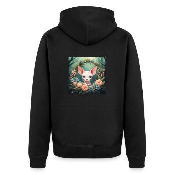 Cute Kawaii Baby Sphinx Cat Floral - Unisex Premium Organic Zip Hoodie - black - Back - Nico (187cm)