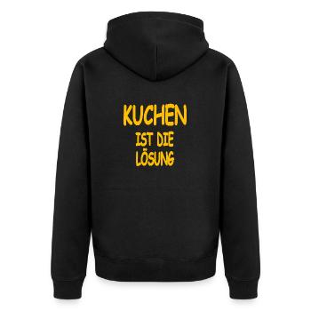 Kuchen - Unisex Premium Bio Zip Hoodie - Schwarz - Hinten - Nico (187cm)