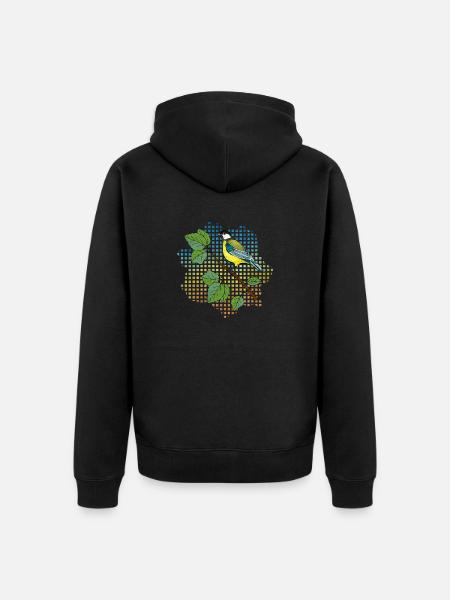 Bunter Vogel - Unisex Premium Bio Zip Hoodie - Schwarz