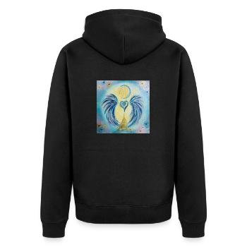 Herzengel Ab&Auflösung aller Besetzungen - Unisex Premium Bio Zip Hoodie - Schwarz - Hinten - Nico (187cm)