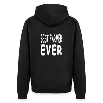Bauer - Unisex Premium Bio Zip Hoodie - Schwarz - Hinten - Nico (187cm)