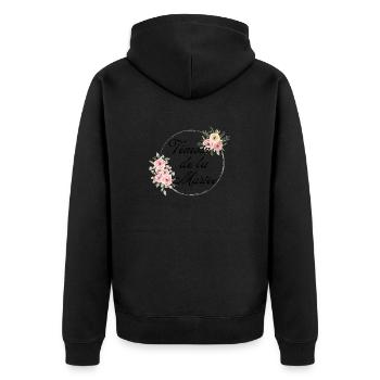 Trauzeuge der Braut mit rosa Blumen - passendes T-Shirt - Unisex Premium Bio Zip Hoodie - Schwarz - Hinten - Nico (187cm)