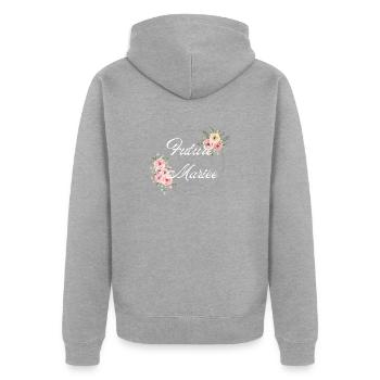 Zukünftige Braut Rosa Blumen - Passendes T-Shirt - Unisex Premium Bio Zip Hoodie - Grau meliert - Hinten - Nico (187cm)