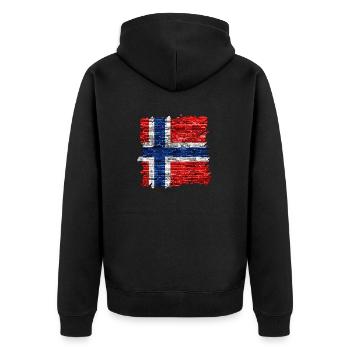 Norwegen Norwegen Flagge Skandinavien Norden Tor Viking - Unisex Premium Bio Zip Hoodie - Schwarz - Hinten - Nico (187cm)