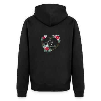 La mariée coeur floral -tshirt assorti - Veste à capuche bio Premium Unisexe - noir - Dos - Nico (187cm)