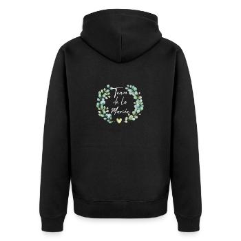 Floral bridal team - matching tshirt - Unisex Premium Organic Zip Hoodie - black - Back - Nico (187cm)