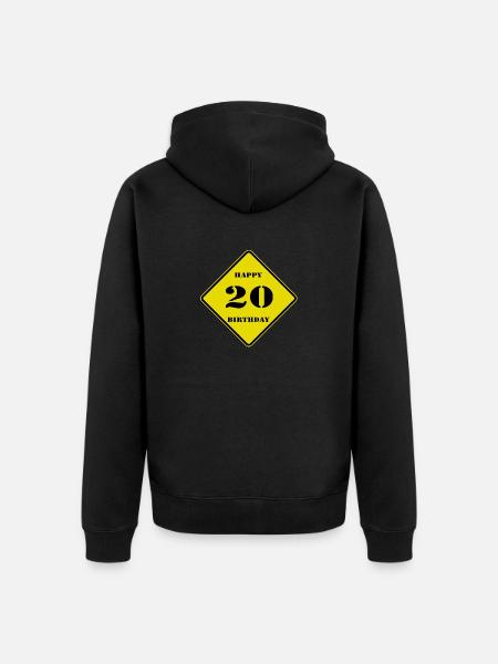20. syntymäpäivä, hyvää syntymäpäivää (25) - Premium unisex luomu-huppari vetoketjulla - musta