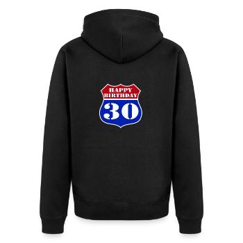 30e anniversaire , US Joyeux anniversaire 30 (25) - Veste à capuche bio Premium Unisexe - noir - Dos - Nico (187cm)