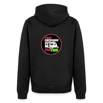 Caravan,Camping,Fun Shirt,Freedom,Caravan (25) - Unisex Premium Organic Zip Hoodie - black - Back - Nico (187cm)