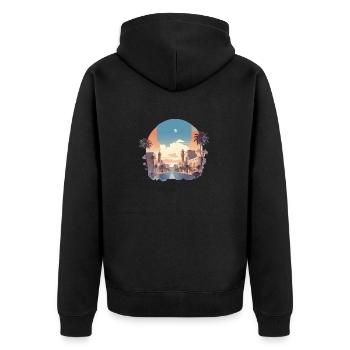 Design Minimaliste d'une Ville Arabe - Veste à capuche bio Premium Unisexe - noir - Dos - Nico (187cm)