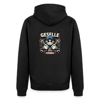 Bestandene Gesellenprüfung Azubi Geselle 2024 - Unisex Premium Bio Zip Hoodie - Schwarz - Hinten - Nico (187cm)